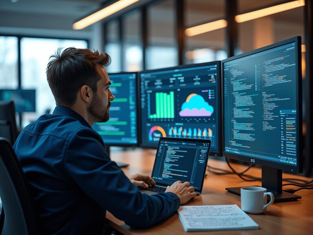 Developer using cloud tech