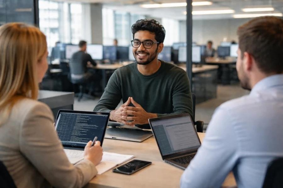 A software engineering interview or meeting