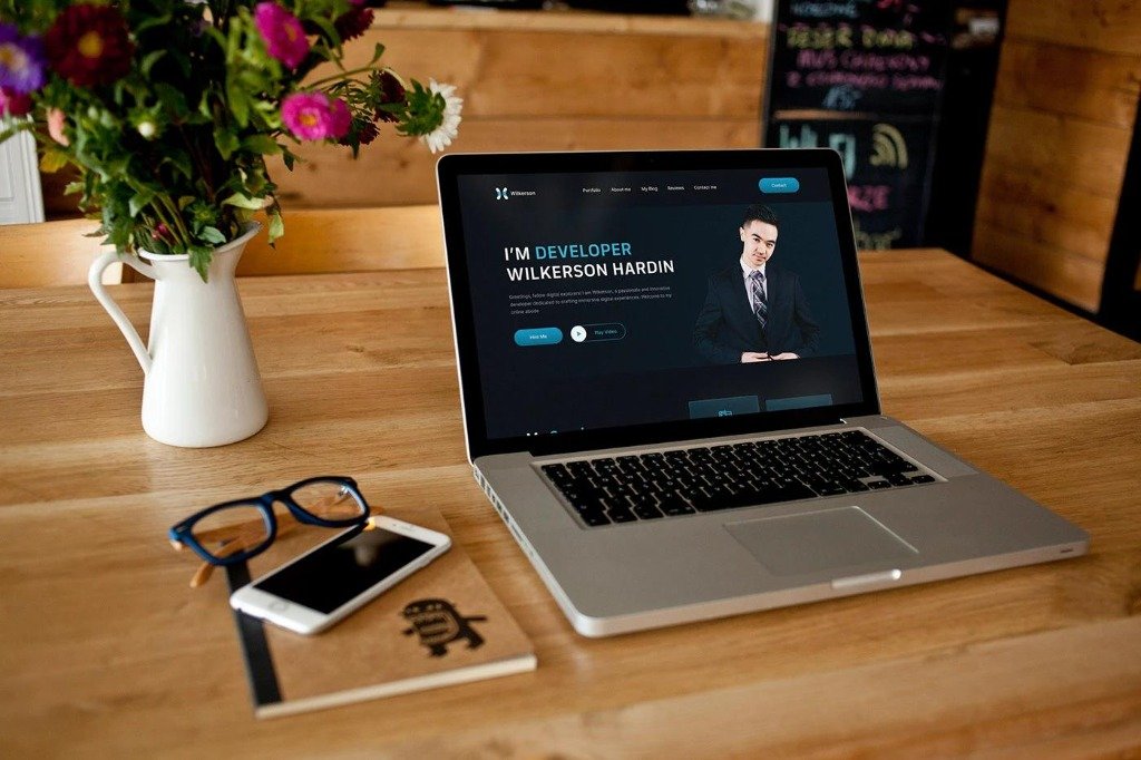 Software developer working with portfolio website