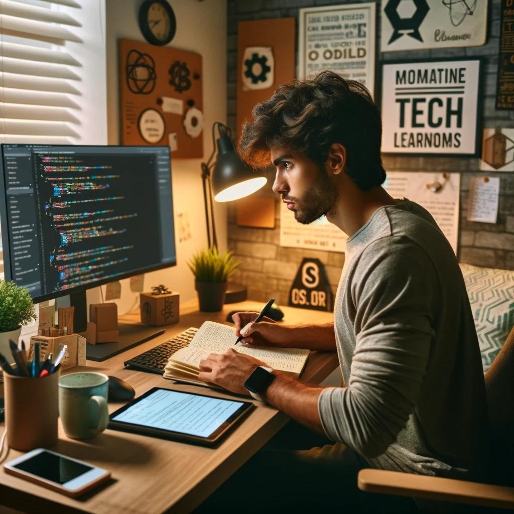 Developer looking stressed with head in hands